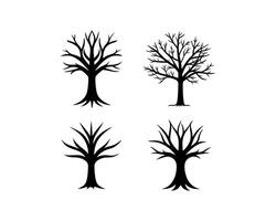 Tree with branches silhouette set vector