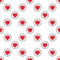 Hearts Playing Card Suit in Circle solid red seamless pattern or background vector