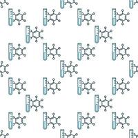 Laboratory Test Tube and Chemical Hexagonal Formula concept outline seamless pattern vector