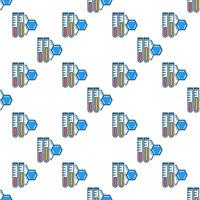 2 Test Tubes and Chemical Formula Biomedicine colored seamless pattern vector