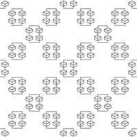 Blockchain with Four Blocks thin line seamless pattern. Decentralized Block chain network background vector
