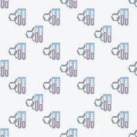 Two Test Tubes and Chemical Compound Science concept line seamless pattern vector