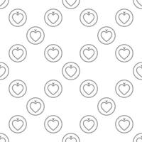 Hearts Card Suit in Circle outline seamless pattern vector