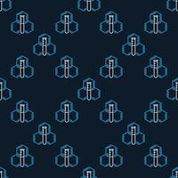 Test Tube with Molecule Chemistry Hexagonal Formula concept outline seamless pattern vector