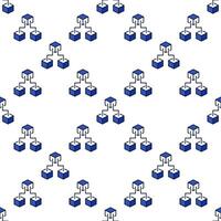 Three Blockchain Blocks blue seamless pattern vector