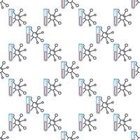 Sample Tube with Chemical Compound thin line seamless pattern vector