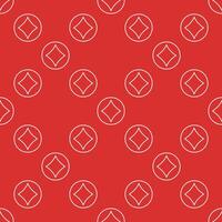 Circle with Diamonds Card Suit thin line seamless pattern vector