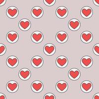 Circle with Hearts Card Suit colored seamless pattern vector