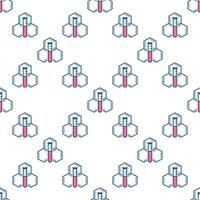 Test Tube and Molecule Chemistry Hexagonal Formula colored seamless pattern vector