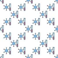 Test Tube and Chemical Hexagonal Formula concept colored seamless pattern vector