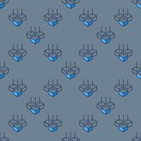 Block-Chain blue seamless pattern. Blockchain colored background with 3 blocks vector