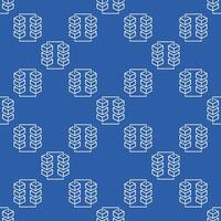 Blockchain with Six Blocks outline seamless pattern. Cryptocurrency Block Chain Technology background vector