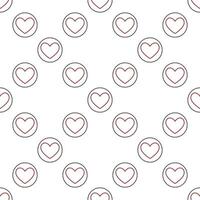 Circle with Hearts Playing Card Suit outline seamless pattern or background vector