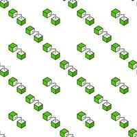 Two Connected Blocks modern seamless pattern. Blockchain Technology blue background vector