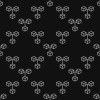 Blockchain outline seamless pattern. 3 Connected Blocks - Block-chain background vector