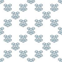 Blockchain outline minimal seamless pattern - Block Chain Technology background vector
