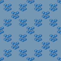 Blockchain blue seamless pattern - Block Chain Technology colored background vector