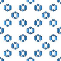 Blockchain Blocks blue seamless pattern. Block Chain Network background vector