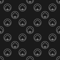 Circle with Spades Playing Card Suit line seamless pattern or background vector