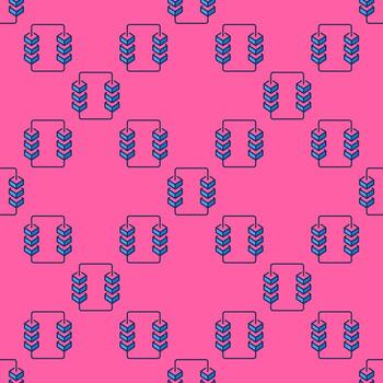 cadena de bloques azul sin costura modelo - blockchain con 6 6 bloques criptomoneda antecedentes vector