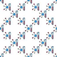 Test-Tube with Chemical Compound Science colored seamless pattern vector