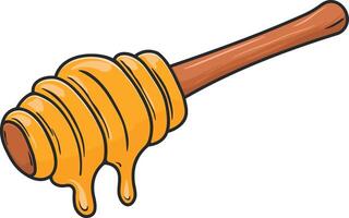 spindle spoon with honey without background vector