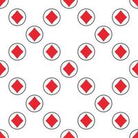 Diamonds Card Suit round red solid seamless pattern or background vector