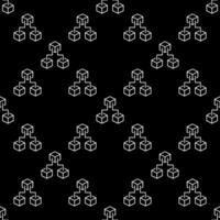 Three Blockchain Blocks line seamless pattern. Block-chain background vector
