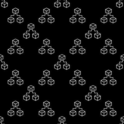 Three Blockchain Blocks line seamless pattern. Block-chain background