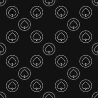 Spades Playing Card Suit in Circle line seamless pattern or background vector
