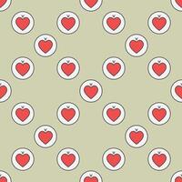 Hearts Playing Card Suit in Circle colored seamless pattern vector