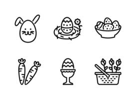 Bunny, Egg Nest, Bowl Line Icons vector