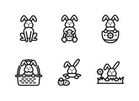 Rabbit, Easter Bunny, Egg Hunt Line Icons vector
