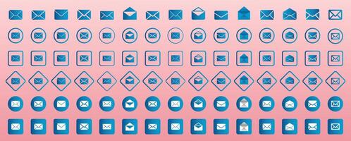Email address icon set. Open and close newsletter envelope symbol. Envelope illustration. Mail icon for web. Post message letter sign. Mailbox or inbox Ui button. vector