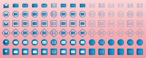 Unique Mail icon set. email, E-mail, and envelope icon. Email icon. Envelope icon, E-mail icons. Containing send, receive, read, inbox, message, and buttons symbol for app and website. Illustration vector