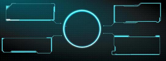 Futuristic digital interface with glowing elements and spaces for text in a cybernetic design vector