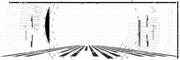 Abstract black and white geometric design with lines converging in a dynamic perspective view. vector