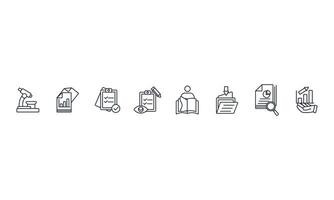 case study icons set isolated on White Background Flat style design vector