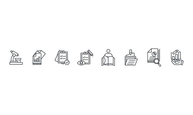 case study icons set isolated on White Background Flat style design
