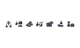 Trainee icons set isolated on White Background Flat style vector