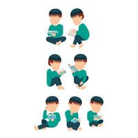 Character Of Muslim Boy Reading Book vector
