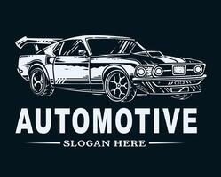 A black and white image of a car with the word Automotive written below it vector