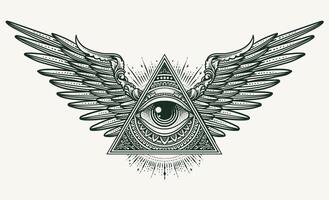 Winged All-Seeing Eye in a Triangle on white background vector