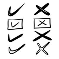 Check mark icon in hand drawn style. vector