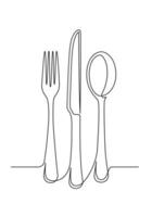 Cutlery continuous one line drawing vector