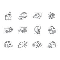 working from home icon line vector