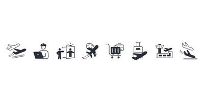 Airport icon set..Editable stroke.linear style vector