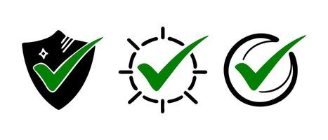 Three modern check mark icon isolated on white background vector