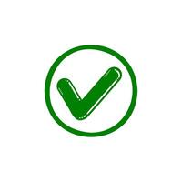 Check icon, green check mark inside a circle on a white background. vector
