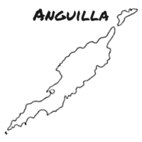Anguilla map with black and white outline png